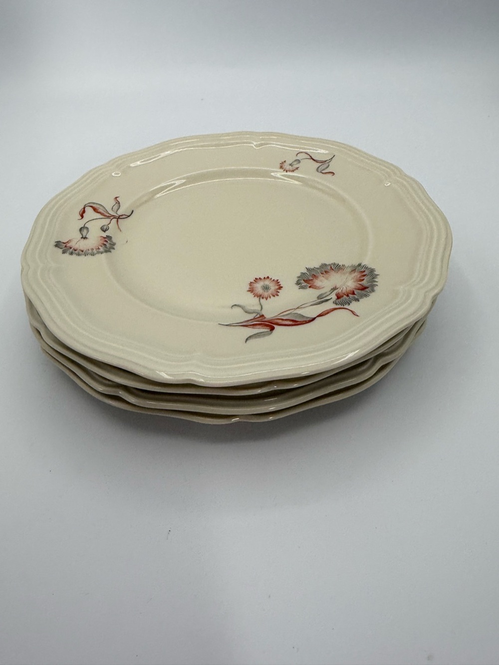 Rosenthal Chippendale Germany Rust Red & Gray  7.5” Salad Plates  Set of 4